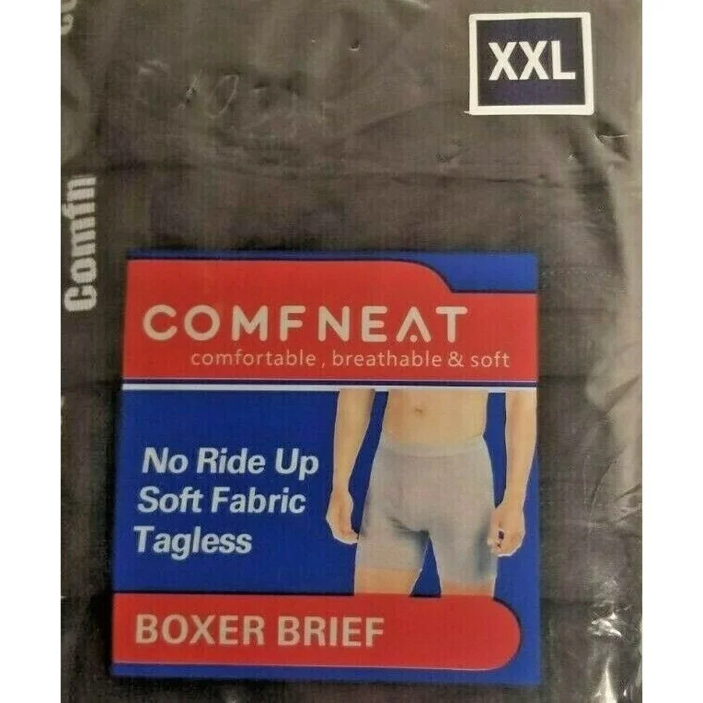 Men's Boxer Briefs Black 6 Pack Tagless No Ride-Up Comfneat Spandex Size XXL